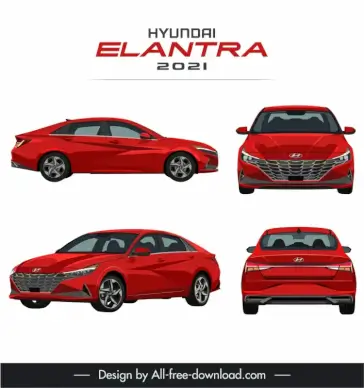 hyundai elantra 2021 car model advertising template modern different views design 
