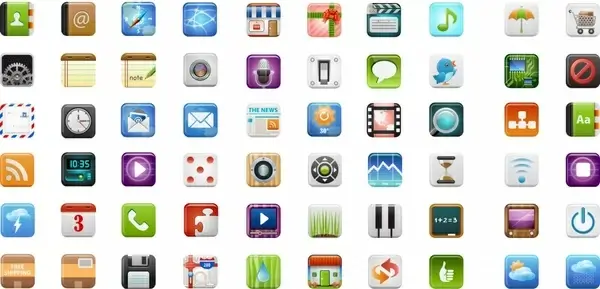 digital ui icons collection colorful flat design