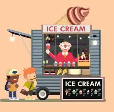 ice cream advertising children mobile booth cartoon design