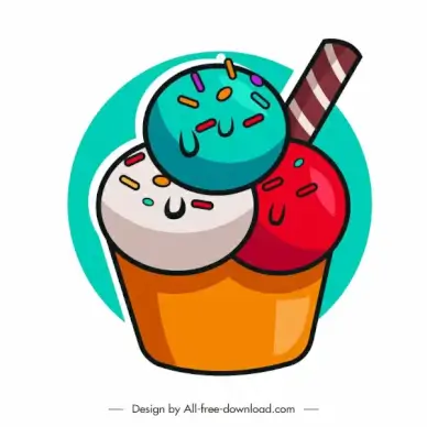 ice cream cup icon colorful flat sketch