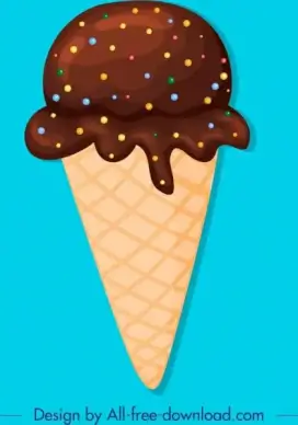 ice cream icon melting chocolate candies decor
