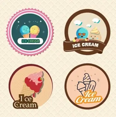 ice cream logo sets colored round isolation