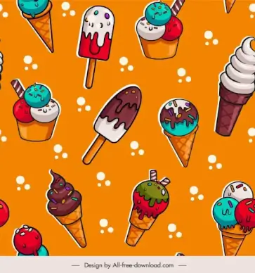 ice cream pattern template colorful flat repeating decor