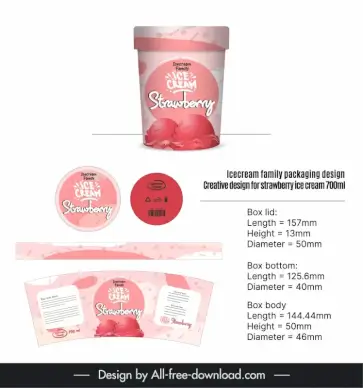 icecream strawberry packaging template elegant modern  