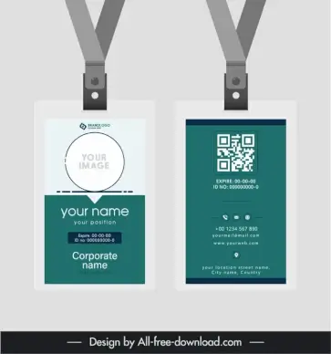 id card lanyard template elegant classical flat plain decor