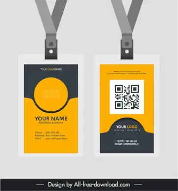 id card lanyard template elegant modern flat sketch
