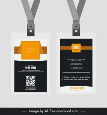 id card lanyard template modern elegant contrast design 3d geometric logo image