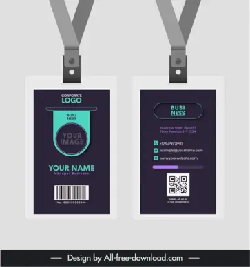 id card lanyard template modern elegant dark design