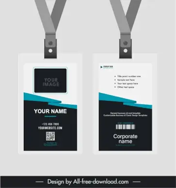 id card lanyard templates modern elegant 3d lines decor contrast design