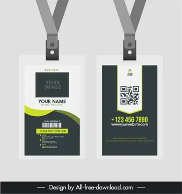 id card lanyard templates modern elegant contrast dark bright decor