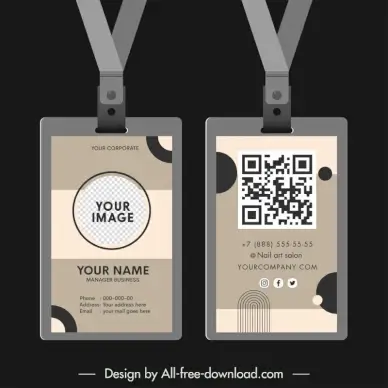 id card template dark flat geometric decor