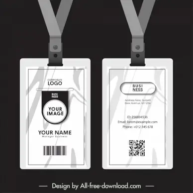 id card template flat contrast black white 