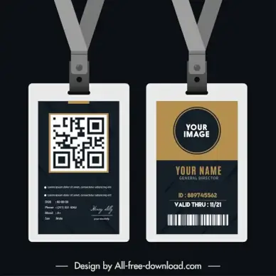 id card template flat dark plain