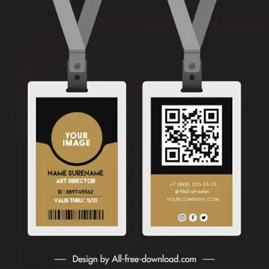 id card template flat dark plain 