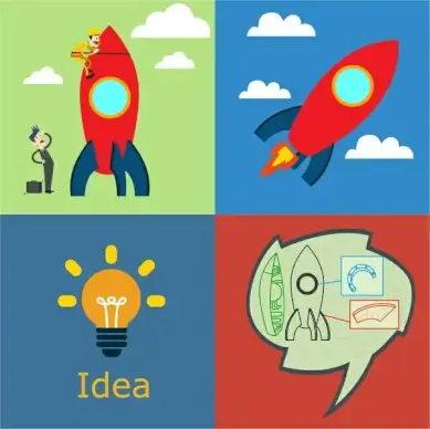 idea and invention concept isolated with spaceship illustration