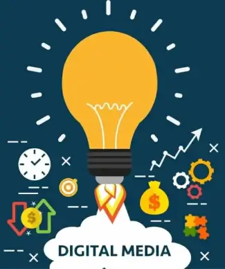 idea concept background lightbulb rocket business icons decor