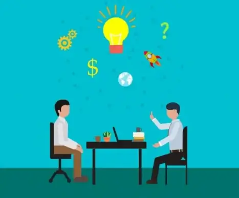 idea concept design colored lightbulbs office conversation theme
