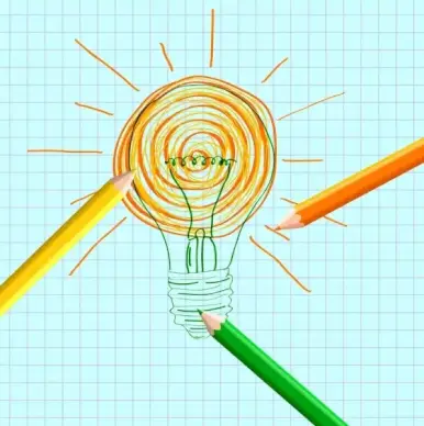 idea concept design hand drawn bulb decoration