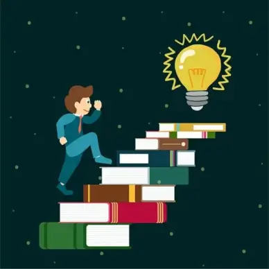 idea concept design with man running on book