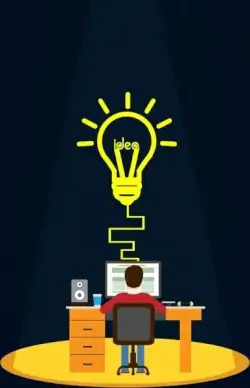 idea concept design working man yellow bulb sketch