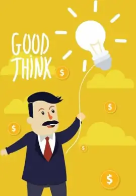 idea concept drawing businessman lightbulb currency icons