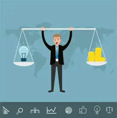 idea concepts illustration with businessman and balance