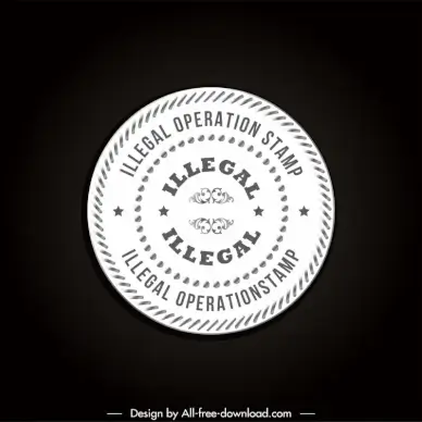 illegal stamp template elegant symmetric stars circle decor