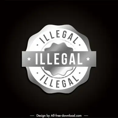 illegal stamp template serrated circle symmetric stars ribbon 