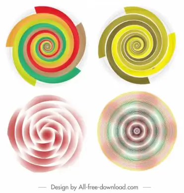 illusive decorative templates colorful dynamic spiral curves decor