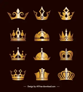 imperial crown icons shiny golden classic design