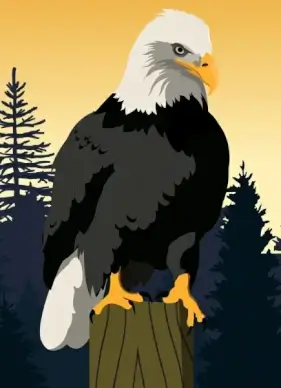 imposing eagle icon colored cartoon design