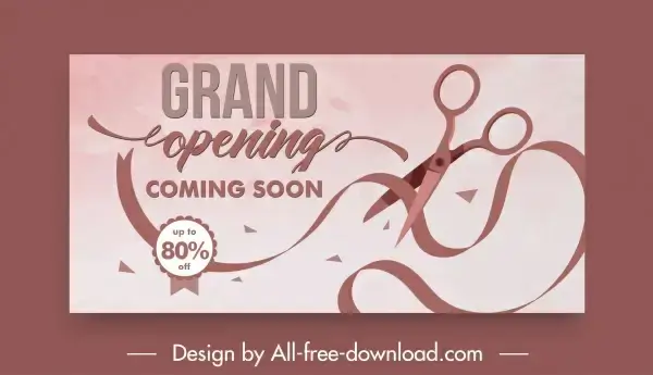 inauguration card template dynamic scissors ribbon sketch