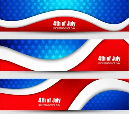 independence day background three header set vector illustration