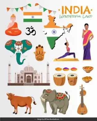 india design elements national emblems sketch