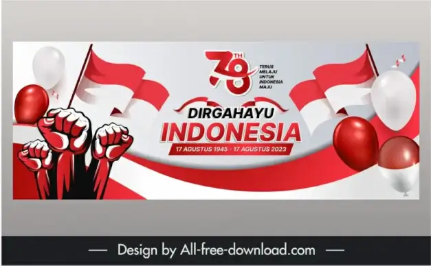 indonesia banner hut ri 78 template flag arms balloon elegance 