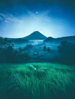 indonesia landscape picture elegant countryside night time