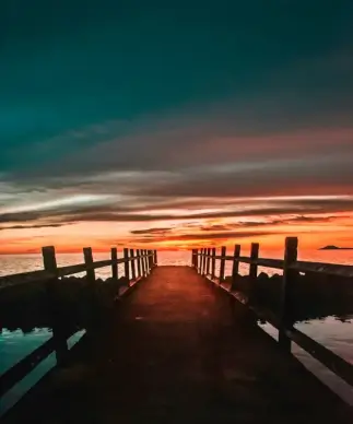 indonesia scenery picture dark sunset bridge sea scene 