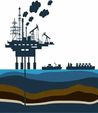 industrial background design oil platform decoration silhouette style