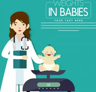 infant health banner kid doctor balance icons