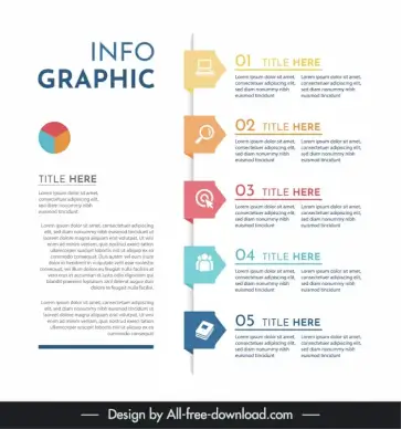 infographic 5 elements template modern vertical pole ui arrows