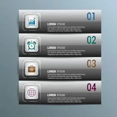 infographic banner design horizontal grey shiny style