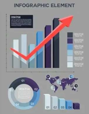 infographic design elements 3d bar circles decoration