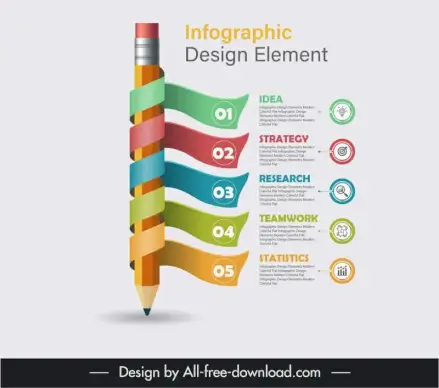 infographic design elements 3d ribbon pencil