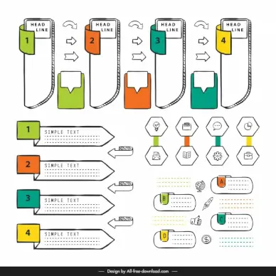  infographic design elements collection hand drawn shapes