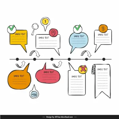  infographic design elements collection hand drawn speech bubbles