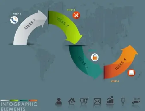 infographic design elements colorful curved arrows design