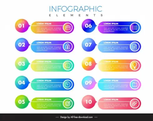  infographic design elements elegant horizontal tabs speech bubbles layout