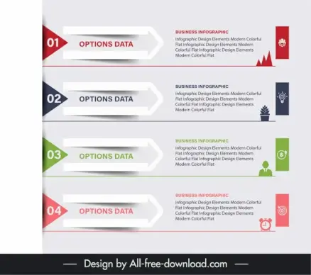 infographic design elements flat, horizontal arrows layout