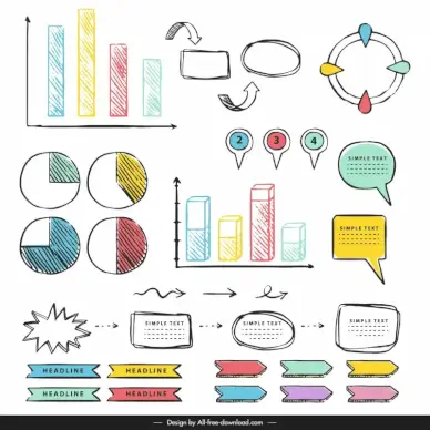  infographic design elements hand drawn chart text box arrow