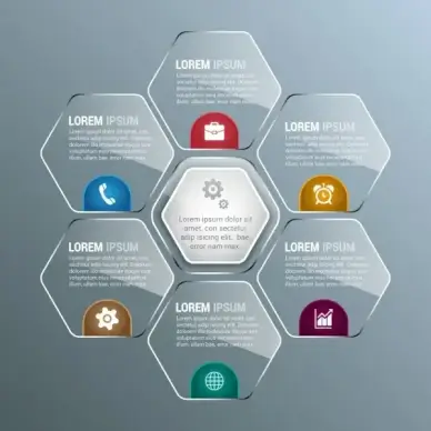 infographic design elements shiny transparent hexagon decoration style